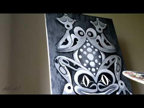 how to paint a frog in native American art form | Haida gwaii | time lapse |acrylic painting