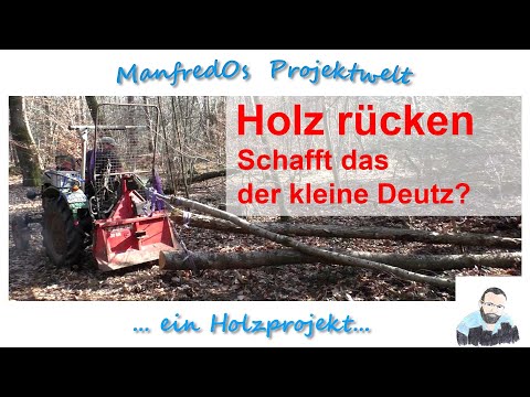Holz rücken mit Traktor und Seilwinde | Deutz D15 | Taifun 30 kN
