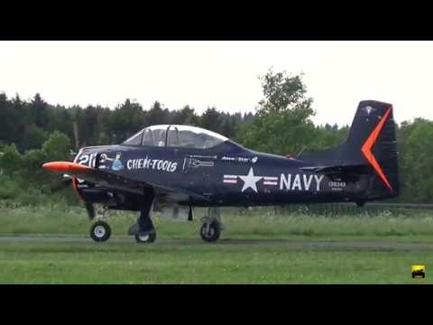 1400hp radial engine sound - T-28 aerobatics with Toni Eichhorn - Siegerland Flughafen 2018