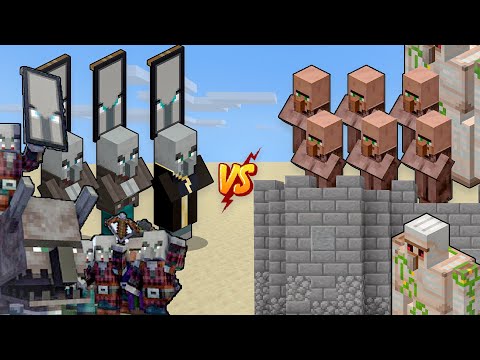 GUARD VILLAGERS ARMY VS ULTRA RAID - GUARD VILLAGERS VS MOBS - Army PILLAGERS ARMY VS MOBS