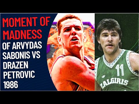 How Arvydas Sabonis Destroyed himself VS Drazen Petrovic? Year 1986 | EuroCup final game