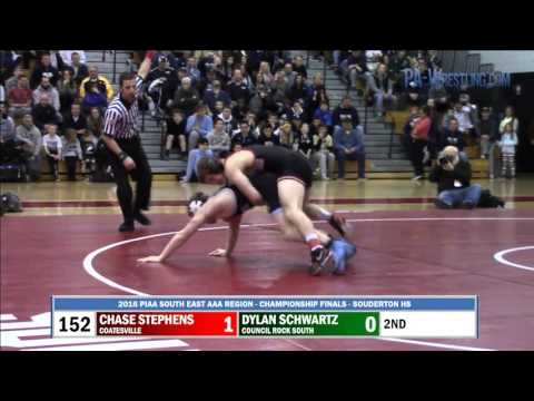 2016-03-05 152 lbs Dylan Schwartz (Council Rock South) vs Chase Stephens (Coatesville)
