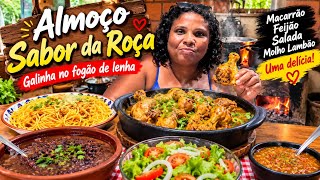 HOJE O ALMOÇO FOI ESPECIAL! GALINHA NO FOGÃO DE LENHA E MOLHO LAMBÃO