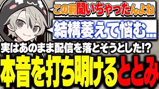 実はあのまま配信を落とそうとした！？本音を打ち明けるととみっくす【ととみっくす切り抜き】