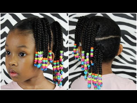 Side Ponytails w Beads | Cute Easy Hairstyle For...