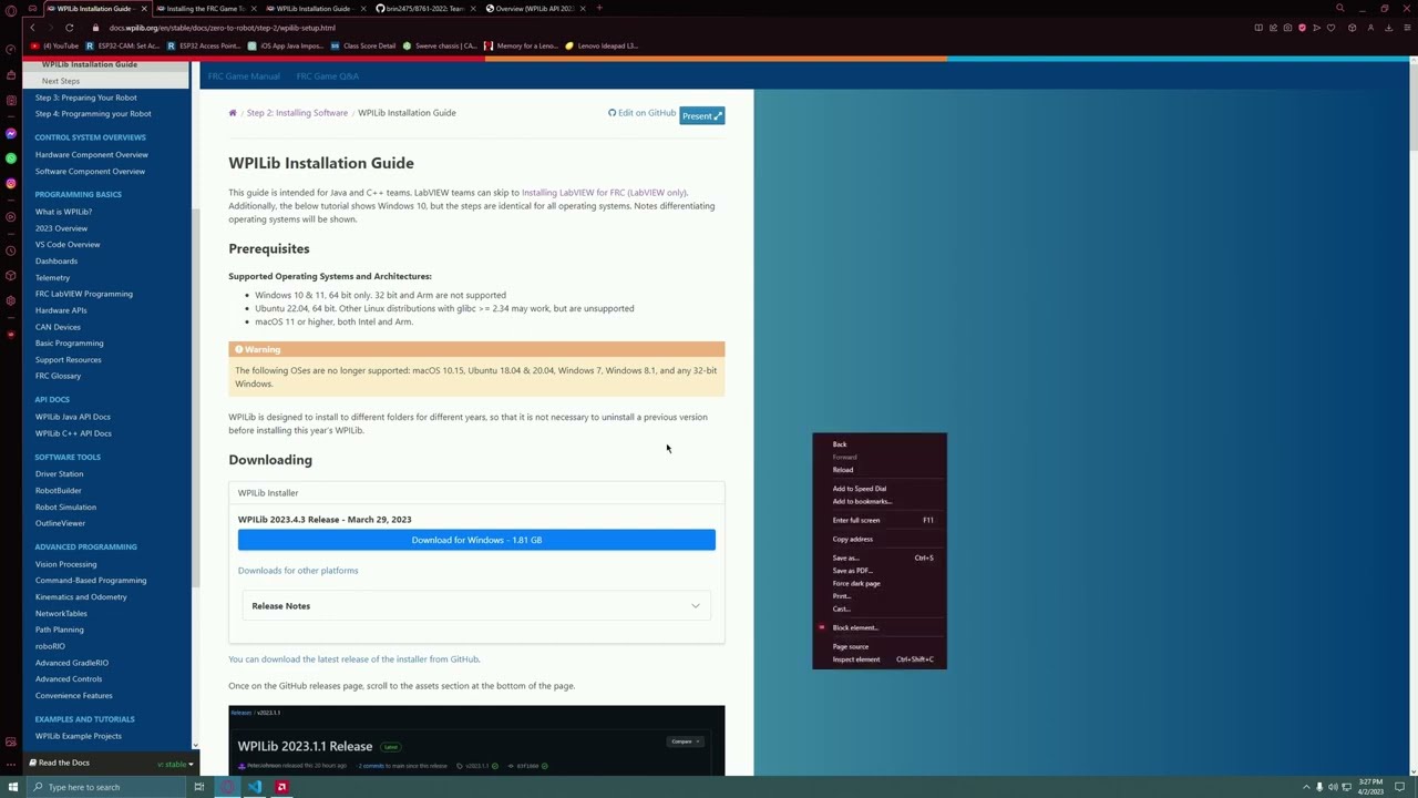 Installing the  software needed WPILib FRC Java Programming Tut 1