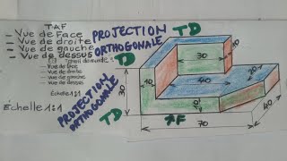 projection  orthogonale d'un dessin 2 /TD2/ comment  réaliser la projection  orthogonale d'un dessin