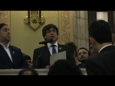 Catalan leader speaks in regional parliament