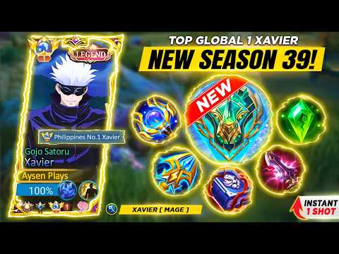 NEW SEASON 39 XAVIER BEST ONE SHOT BUILD AND EMBLEM IN SOLO RANKED GAME! 😱 (100% BROKEN!)