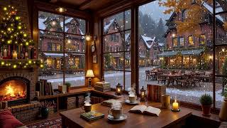 Download lagu Peaceful Winter Jazz ❄️ Snowy Coffee Shop Vibes with Warm Fireplace Sounds for Focus & Study mp3