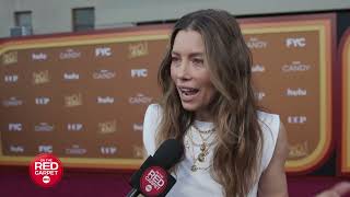 Jessica Biel and the cast of the True Crime series Candy at the red carpet premiere.