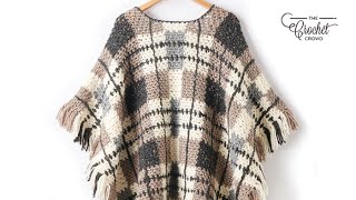 How To Crochet A Poncho: Plaid Blanket Poncho