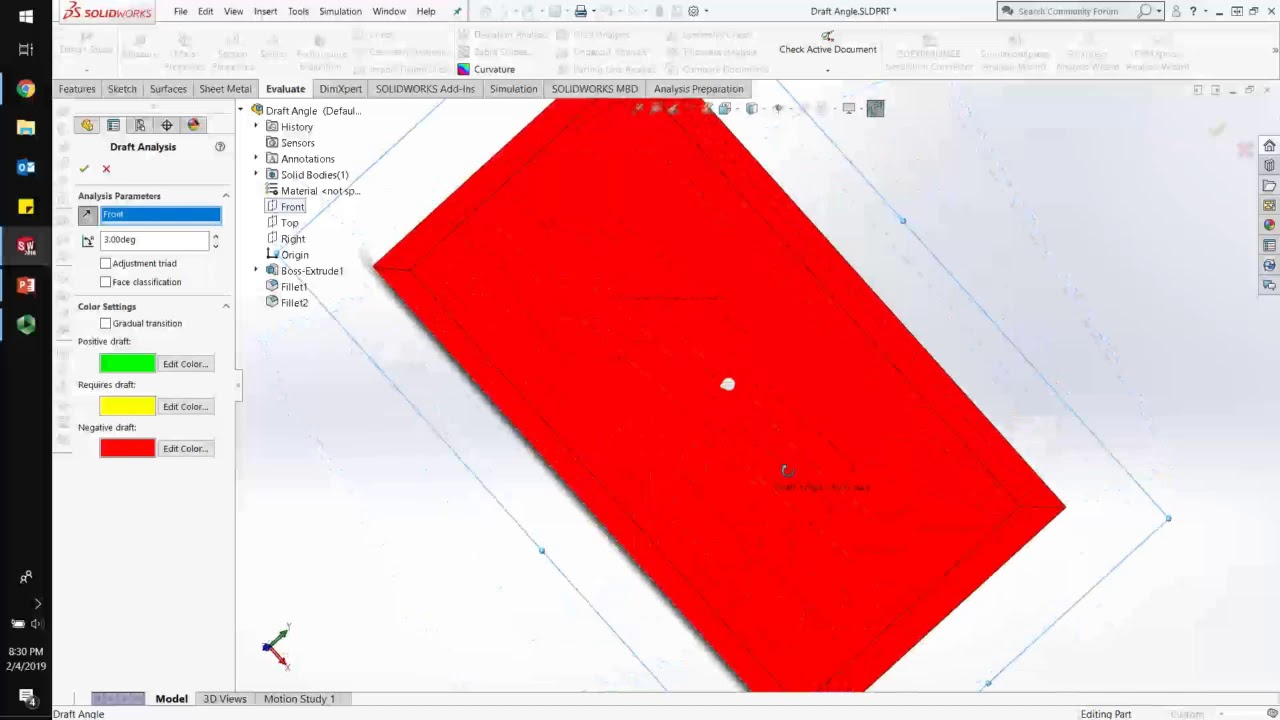 Draft Angle Analysis in SolidWorks