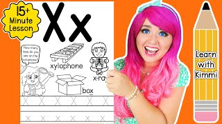 Letter X Color & Trace Worksheet Lesson and Tutorial | Learn with Kimmi The Clown ABC Coloring Book