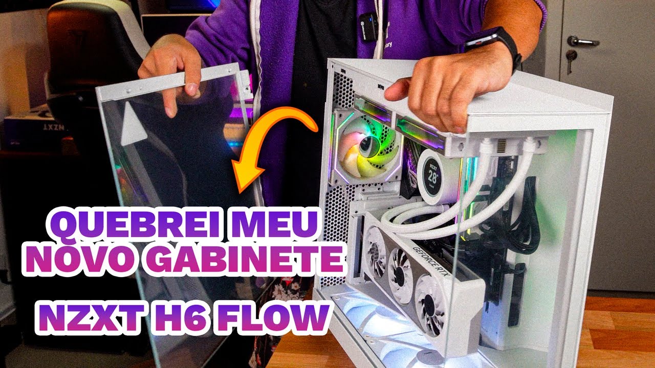 MONTANDO o meu PC no NZXT H6 FLOW... O gabinete é LANÇAMENTO e eu JÁ QUEBREI! 🤣