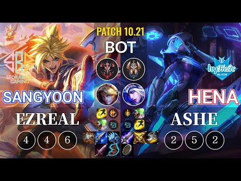 SRB Sangyoon Ezreal vs hyF Hena Ashe Bot - KR Patch 10.21