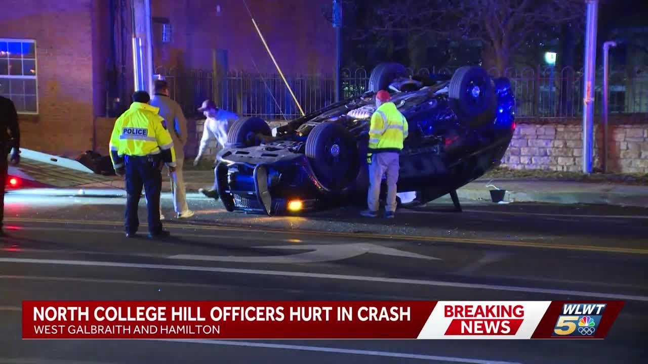 Minor injuries reported, including by officers, after crash involving North College Hill police c...