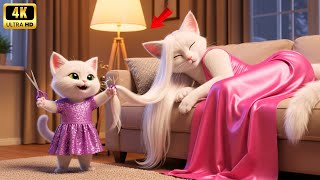 Mischievous little cat cut mother's hair 😭✂️✂️and then made new one 💇🏻‍♀️😭#cats #shortvideo #cute