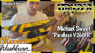 Video thumbnail for Michael Sweet (Stryper) Washburn Parallaxe V260FR Electric V - Unboxing & Demo by sam kupper