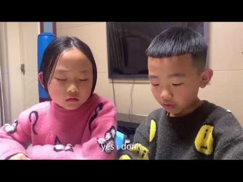 Big sister teaches little  brother English Language l Chinese Kids  Part 1