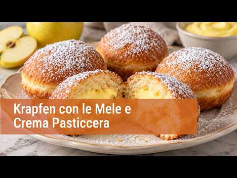 Anteprima video di Krapfen con le Mele e Crema Pasticcera: Ricetta per Dolci Soffici, Dorati e Golosi con Doppio Ripieno