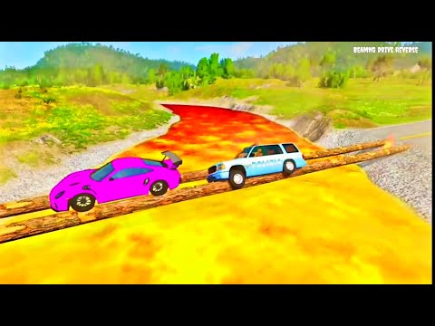 Cars 🚗 and Trucks 🚚 vs Lava Bridge Reverse - BeamNG Drive
