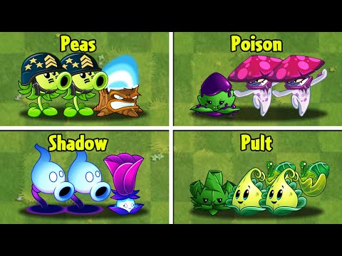 Best 16 Team Pea vs Shadow vs Pult vs Poison - Which Team Plant Will Win? - PVZ 2 Team Plants