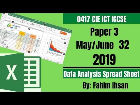 IGCSE ICT 0417/P32/2019 May - June (Spread Sheet)
