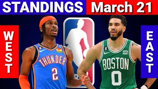March 21 | NBA STANDINGS | WESTERN and EASTERN CONFERENCE