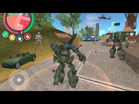 Rope Hero: Vice Town (TRANSFORMER PLANE ENTER ARMY BASE) GREEN PLANE ROBOT - Android Gameplay HD