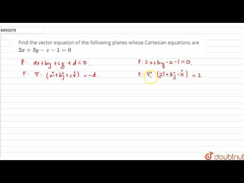 Find the vector equation of the following planes whose Cartesian equations are `2x+3y-z-1=0`