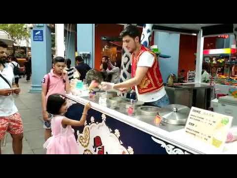 Turkish icecream in Singapore at Clarke Quay (Pratishtha having fun)