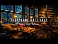 ☕Cozy Jazz Music with Bookstore Cafe Ambience & Crackling Fireplace for Study, Relaxing or Sleeping