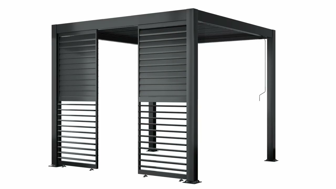 Heavy Duty Aluminium Single Slatted Adjustable Pergola Screen in Charcoal