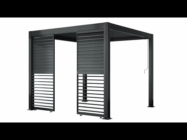 Heavy Duty Aluminium Single Slatted Adjustable Pergola Screen in Charcoal