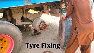 How to repair truck Axel Tyre | truck Tyre repair work with amazing skills 2022 #truck