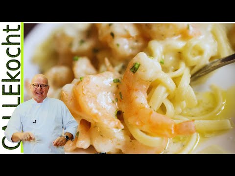 Tagliatelle & Garnelen in Weißweinsoße. Kann man nicht besser machen!