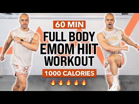 60 MIN INTENSE EMOM HIIT 🔥 BURN 1000 CALORIES - No Equipment, Full Body, HIIT Cardio Workout at Home