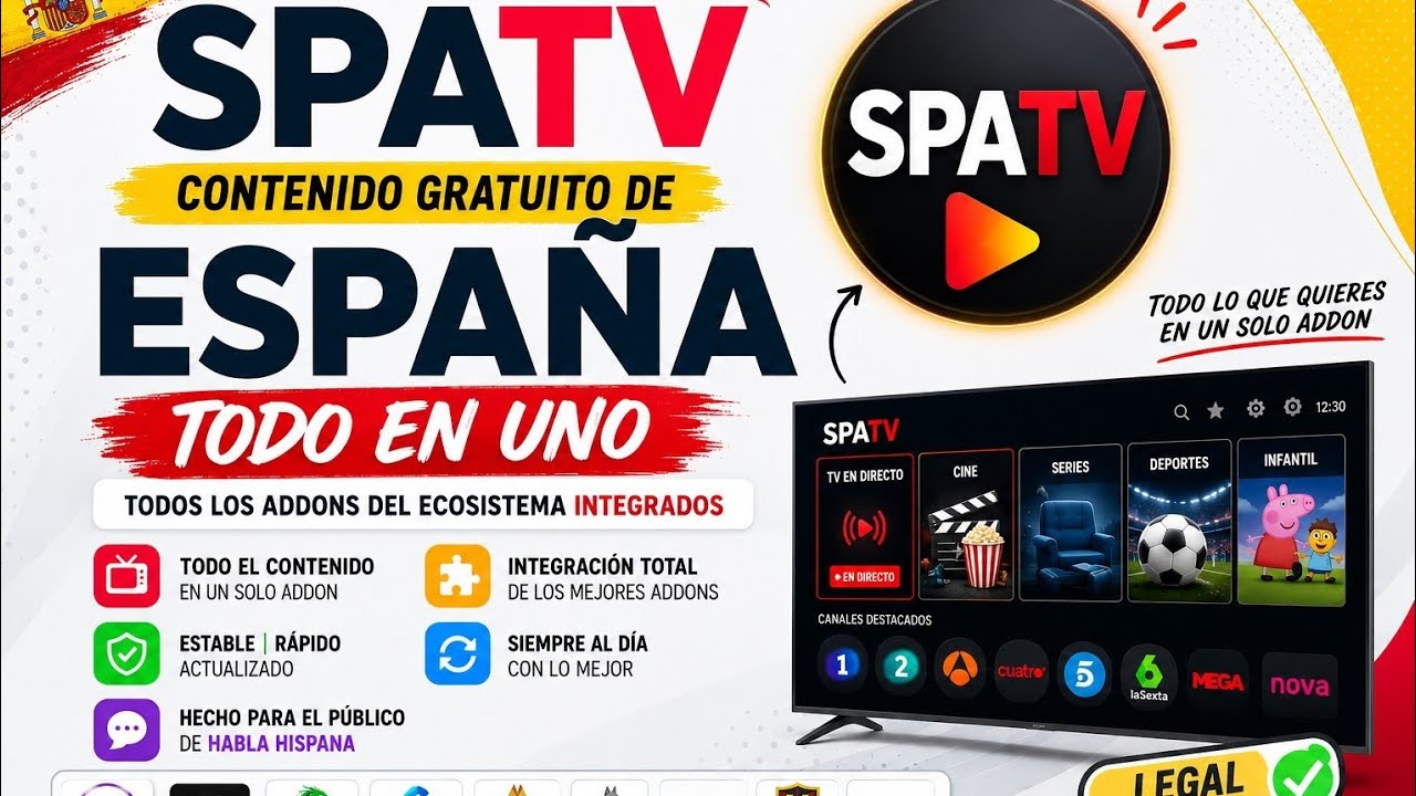 🟢🚨 SPATV lo CAMBIA TODO: el addon GRATIS de España con TODO el ecosistema integrado✅️