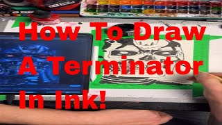 Ink Drawing Tutorial: Terminator Portrait with Ink Washes
