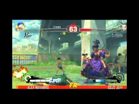 Super Street Fighter 4 AE 7/9/11 Alex Navarro (Yun) vs SSJ2Jeff (Rose)