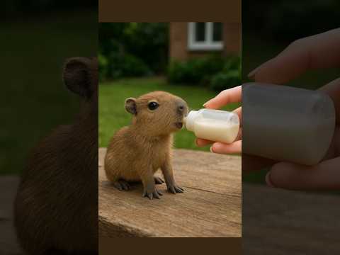 Capibara tomando leche en biberón #carpincho #capybara