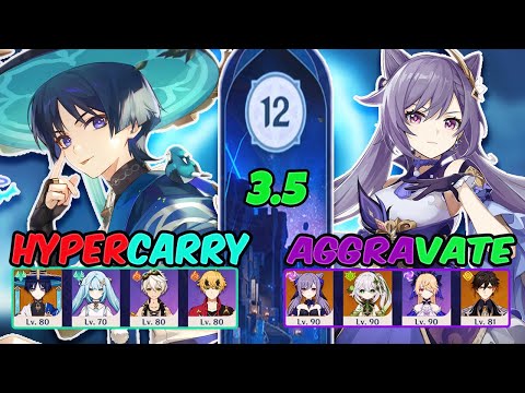 C2 Wanderer & C3 Keqing Aggravate | Spiral Abyss 3.5 - Floor 12 - 9⭐ | Genshin Impact