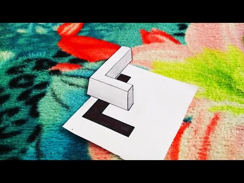 Very Easy!! How To Drawing 3D Floating Letter "L" #2 - Anamorphic Illusion - 3D Trick Art on paper