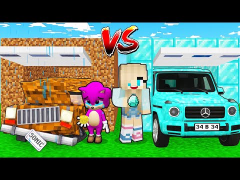 ZENGİN ARABA VS FAKİR ARABA GARAJI! -Minecraft