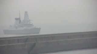 Royal Navy Destroyer HMS Duncan arrives on the River Tyne 6th February 2015