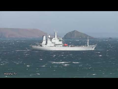 HMS SCOTT H131 IN PLYMOUTH SOUND VIEWED FROM CAWSAND FORT - 24th April 2021