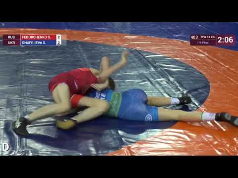 1/4 WW - 33 kg: S. FEDORCHENKO (RUS) v. S. ONUFRIIEVA (UKR)