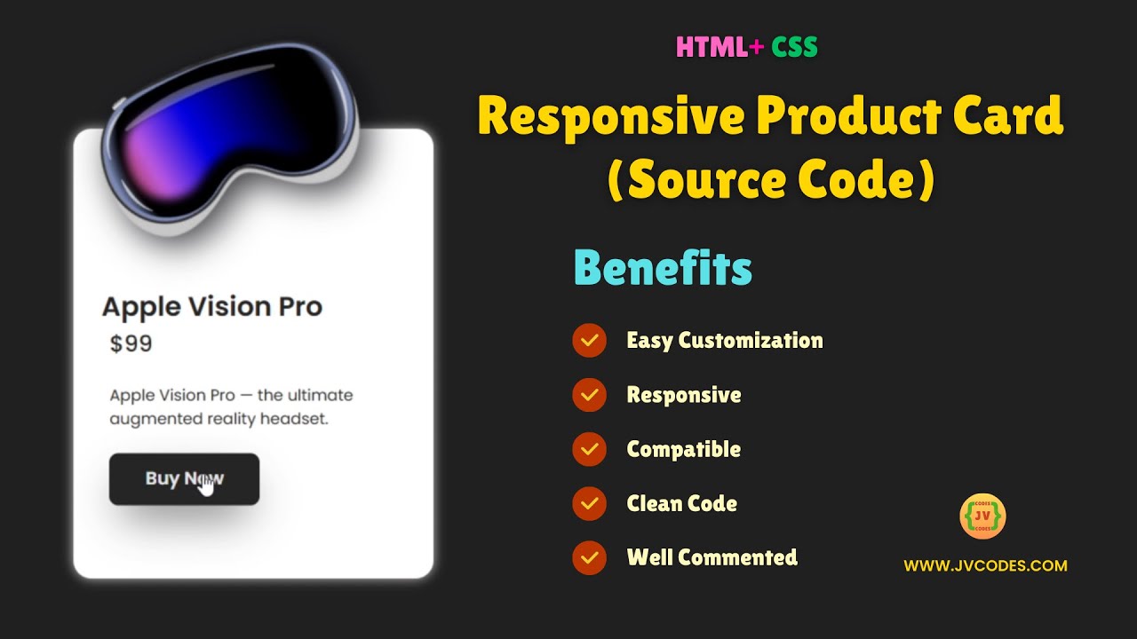 How to Create a Responsive Product Card Using HTML and CSS (Free Source Code)