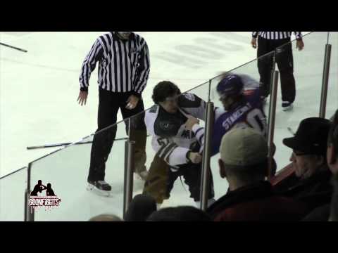 Old time hockey Slug fest David Starenky vs Daniek Malquin LNAH Feb 20th 2015